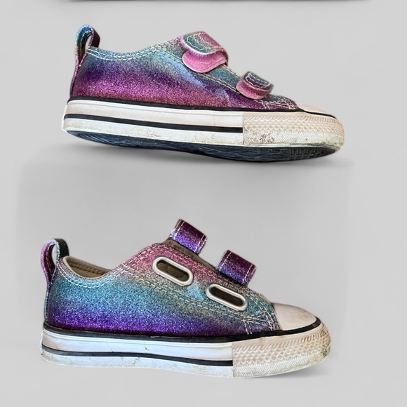 Girls Converse Glitter Rainbow, size 7 - Picture 3 of 7